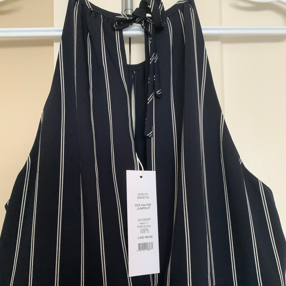 Petite Striped Halter Jumpsuit